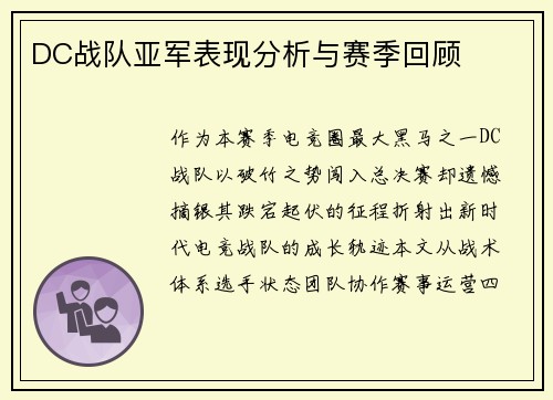 DC战队亚军表现分析与赛季回顾