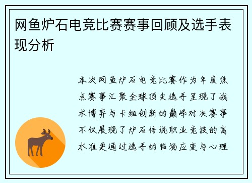 网鱼炉石电竞比赛赛事回顾及选手表现分析