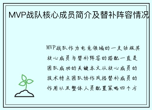 MVP战队核心成员简介及替补阵容情况